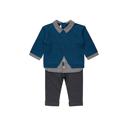 Bộ nỉ da cá cổ áo sơ mi cho bé trai BHL010