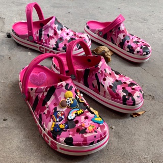 [Tặng 12 jibbitz] Dép sục C.R.O.S.S Baya camo hồng chống ngấm nước