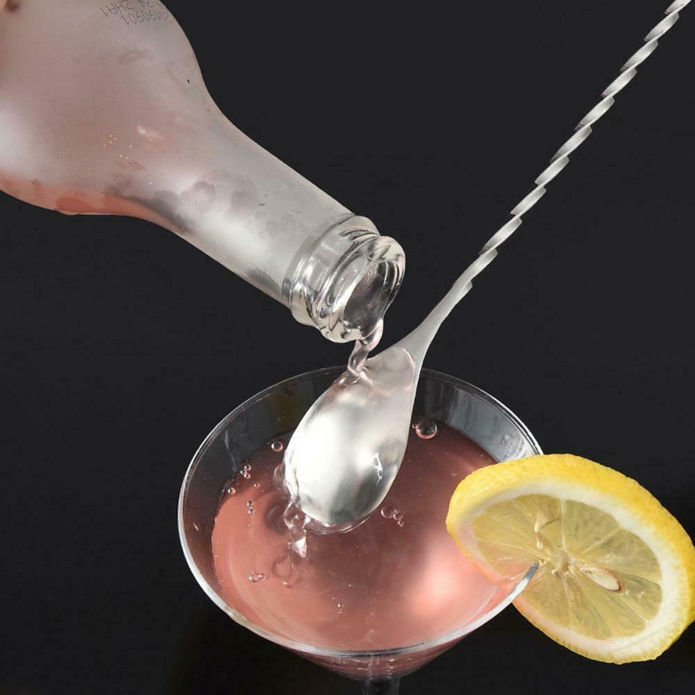 1Pc Cocktail Drink Mixer Steel Twisted Bartenders Bar Stirrer Us Spoon T5H3