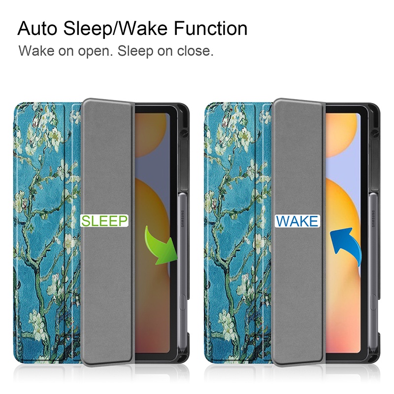 Bao Da Máy Tính Bảng Mềm Chống Sốc Có Ngăn Đựng Bút Cho Samsung Galaxy Tab S6 Lite 2022 Edition SM-P610 P619 P613 P615 Giá Đỡ