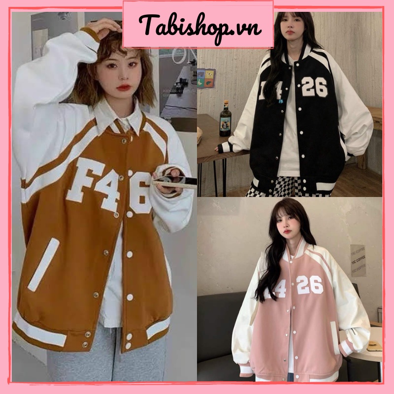 Áo bomber thêu chữ F426 Unisex Tabishop Áo khoác dù form rộng nam nữ mặc được siêu hot