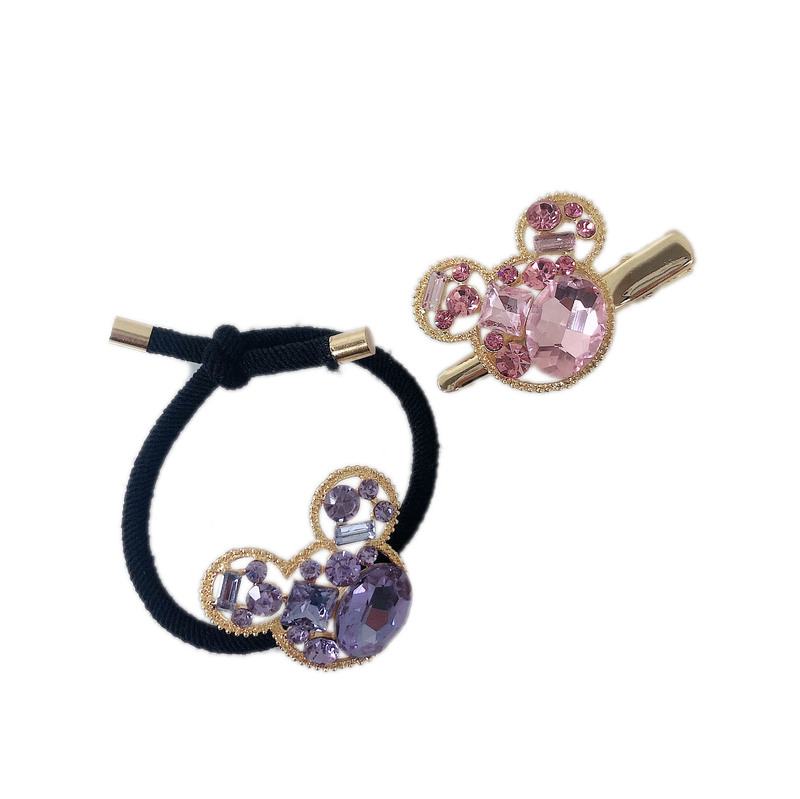 Dây buộc tóc/ kẹp tóc hình chuột Mickey mặt gương phong cách retro Pháp cổ điển