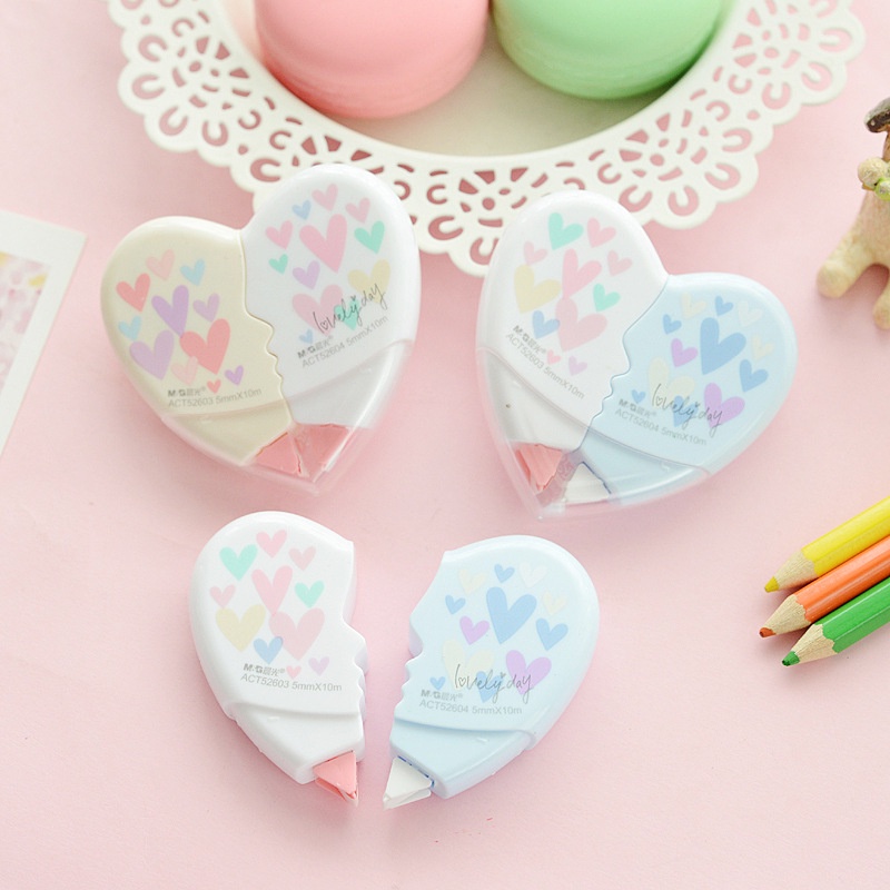 Bút Xóa Kéo Dài 10M Vỏ Trái Tim Xinh Xắn
