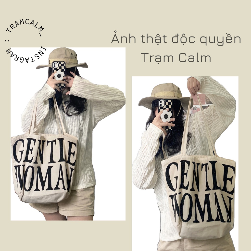 Túi tote in chữ gentle woman thời trang vừa lap