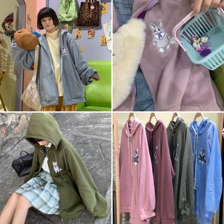 [CÓ ẢNH THẬT] Áo khoác nỉ bông ulzzang đôi nam nữ TWINKLE DOG FRIENDS form rộng dây kéo zip dày giá rẻ đẹp (Sỉ từ 5sp)