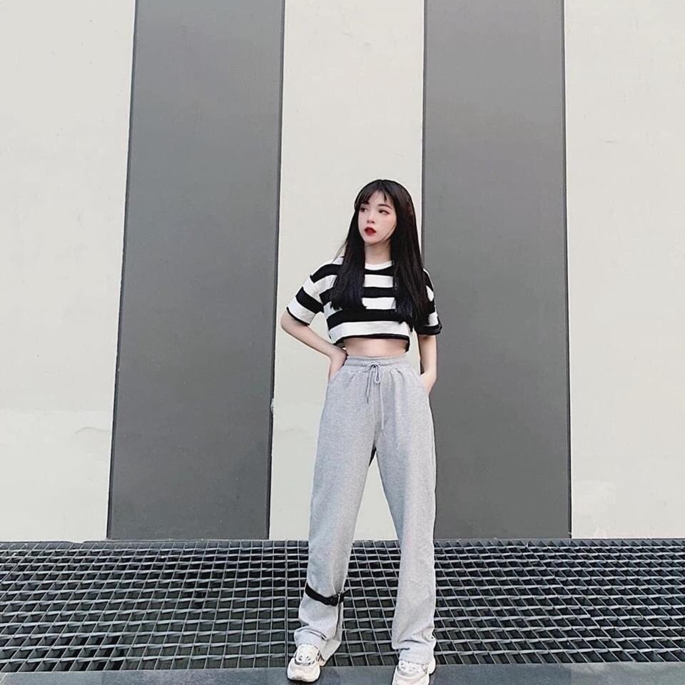 [HÌNH THẬT] CROPTOP FORM RỘNG TAY LỠ - ÁO THUN NGẮN NỮ STREET STYLE SỌC NGANG CÁ TÍNH ĐEN TRẮNG JOY BABE STORE 39