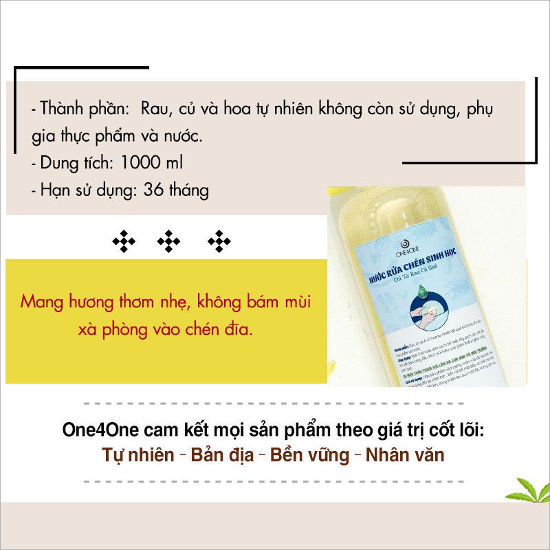 Nước rửa chén sinh học Minh Hồng One4One 1L