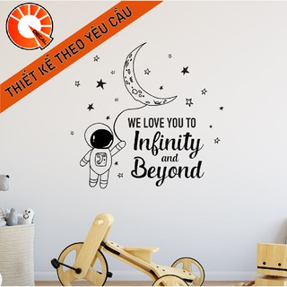 [Thiết kế] Decal chữ We love you phi hành gia dán tường WD094
