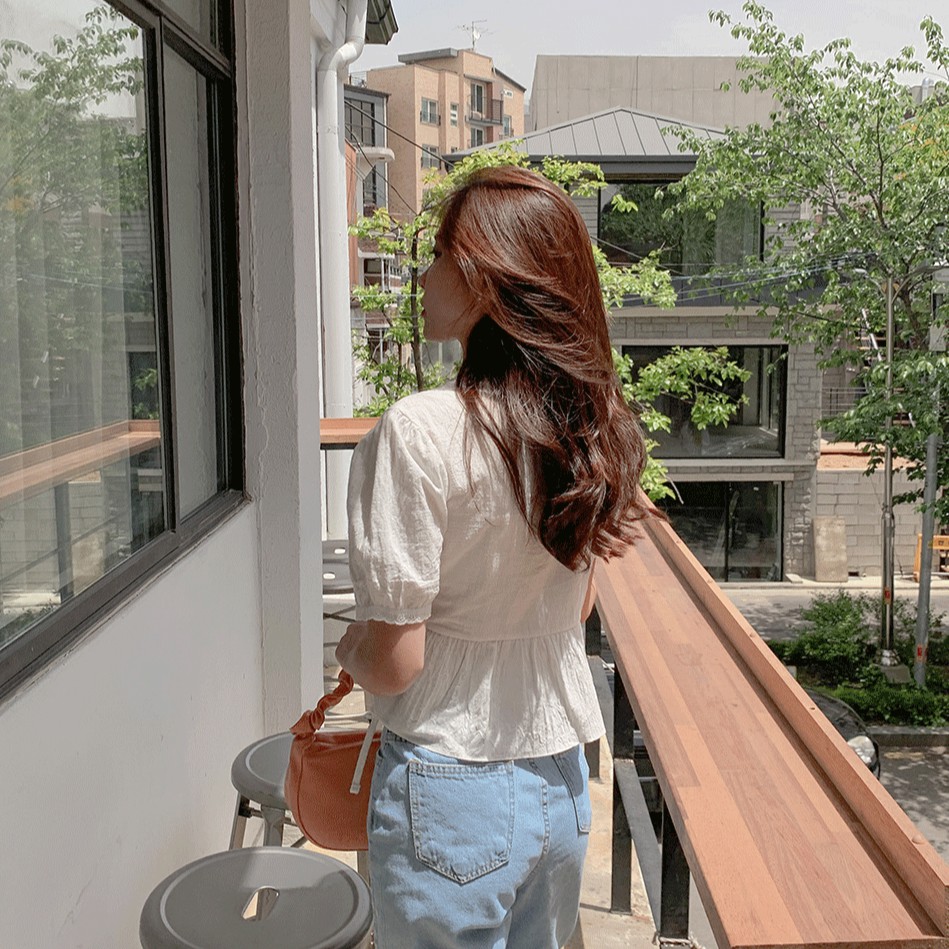 Áo Tay Phồng Cổ Chữ V Xinh Xắn Dành Cho Nữ 34530