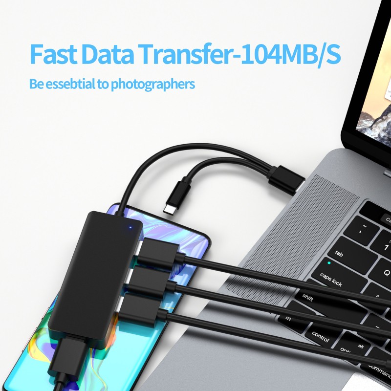 Bộ Chia 4 Cổng Usb 3.0 Siêu Mỏng Với 2 Cổng Usb Type C Usb 3.0