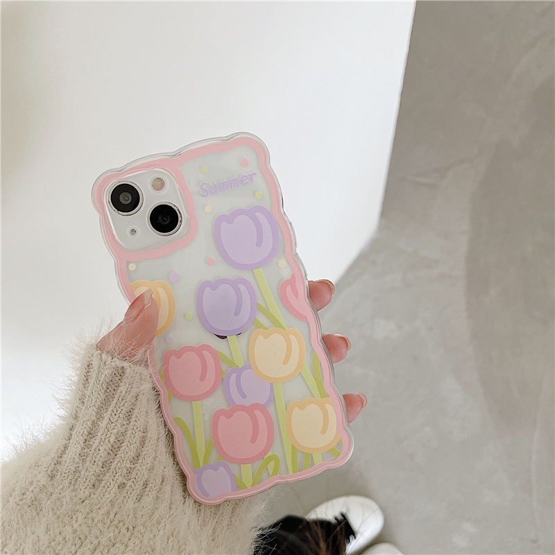 Ốp lưng IPhone trong lượn sóng hoa Tulip 6/6s/6plus/6splus/7/7plus/8/8plus/xs/11/12/13/14/pro/max/plus/promax TLS11