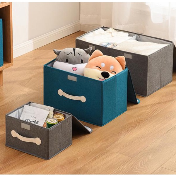 Combo 2 hộp vải đựng đồ thùng đựng quần áo đồ lót đồ chơi đa năng bằng vải cứng cắp có nắp đậy 8 lít,18 lít