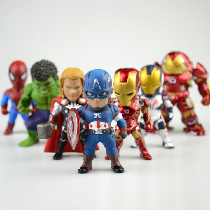 Mô Hình Siêu Anh Hùng Marvel 6 Nhân Vật - Đồ Chơi Mô Hình Mini Marvel Trang Trí Bàn Học, Bàn Làm Việc Siêu Đáng Yêu