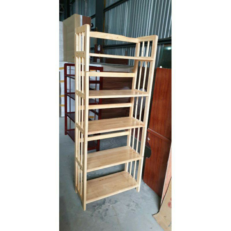 Kệ Gỗ Giá Sách Đa Năng 50cm 5 Tầng Bằng Gỗ Cao Su Tự Nhiên( Hàng Xuất Khẩu)