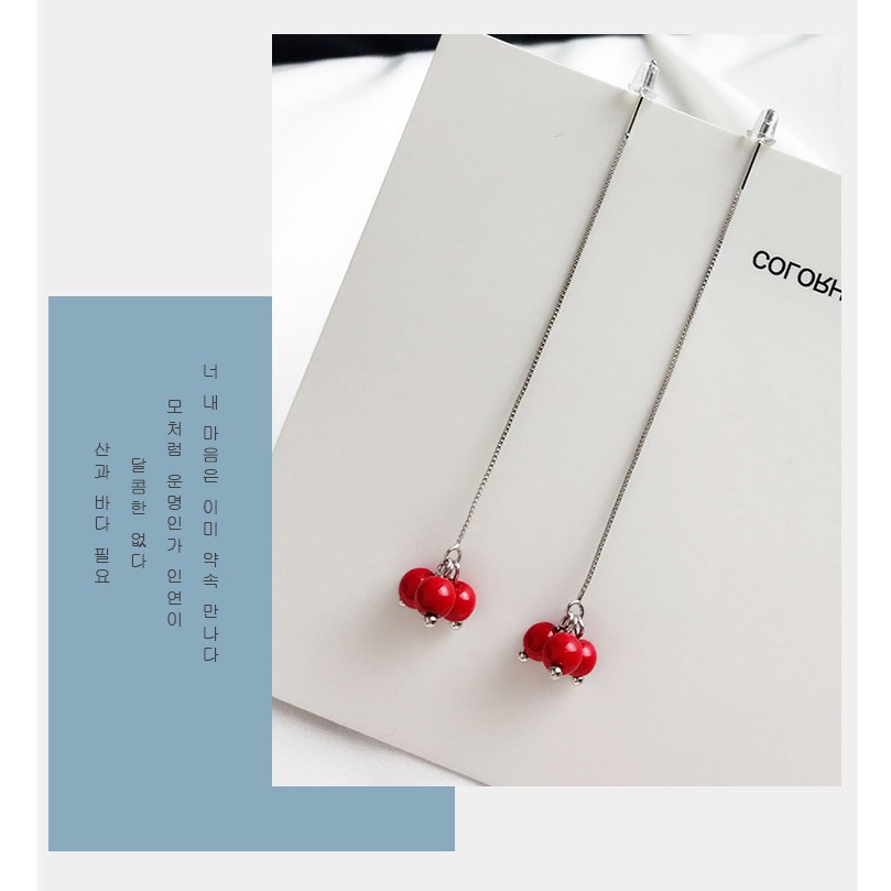 Khuyên tai 3 hạt đỏ