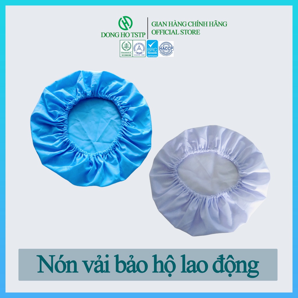 Nón vải trùm tóc cao cấp - Nón vải bảo hộ lao động chất lượng cao - Màu Xanh Biển và Trắng