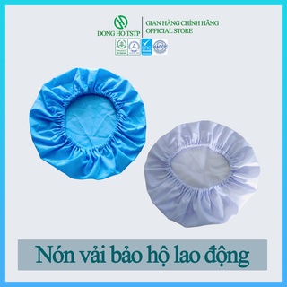 Nón vải trùm tóc cao cấp bảo hộ lao động chất lượng cao màu xanh biển và trắng