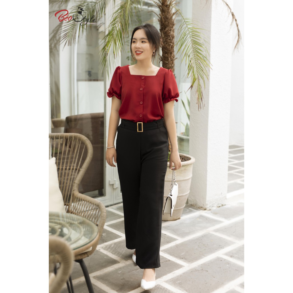 BIGSIZE NỮ set công sở quần ống suông phối áo kiểu QDBS003 + AKBS015 Béo Style ...