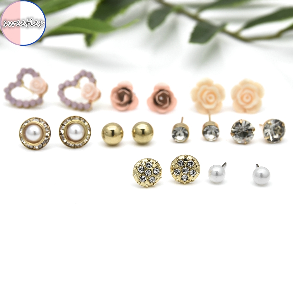 Set 9 Đôi Khuyên Tai Phong Cách Retro Thời Trang Cho Nữ