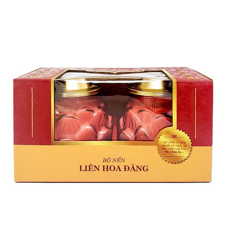 Bộ nến LIÊN HOA ĐĂNG - Hộp 2 hũ nến thơm hình hoa sen Lucky Prayer LUC6088 (Lựa chọn màu)