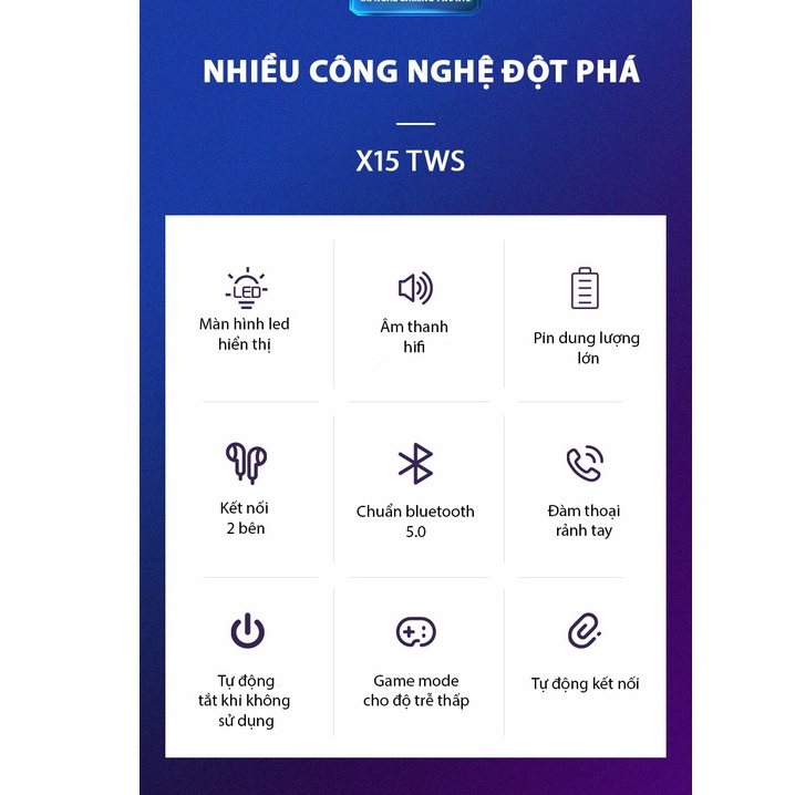 Tai nghe không dây X15 / X15S Bluetooth chuyên game âm thanh hifi sống động điều khiển cảm ứng không trễ cao cấp -dc4777