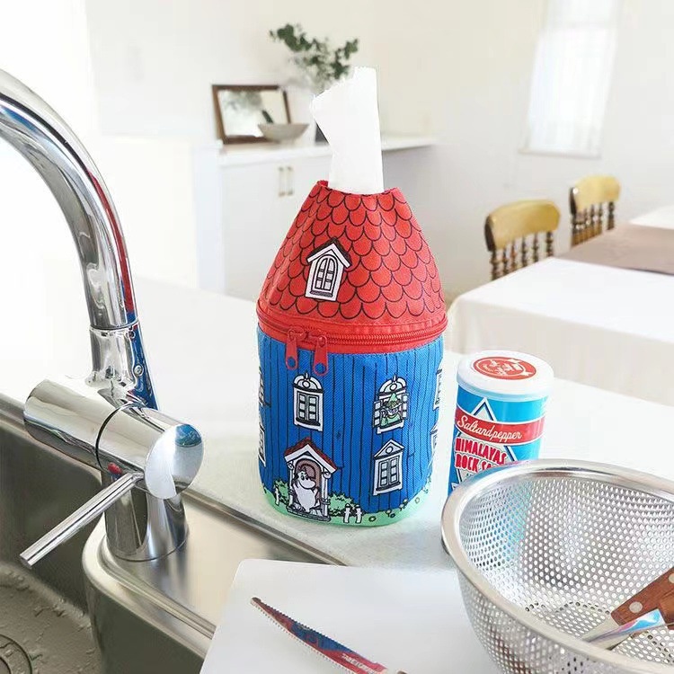 Hộp Đựng Khăn Giấy Cuộn Hình Ngôi Nhà Hoạt Hình Dễ Thương