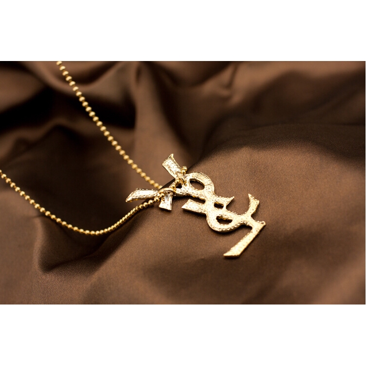 Dây Chuyền Mặt Chữ ysl Đính Đá Kim Cương Phong Cách Hàn Quốc Cho Nữ