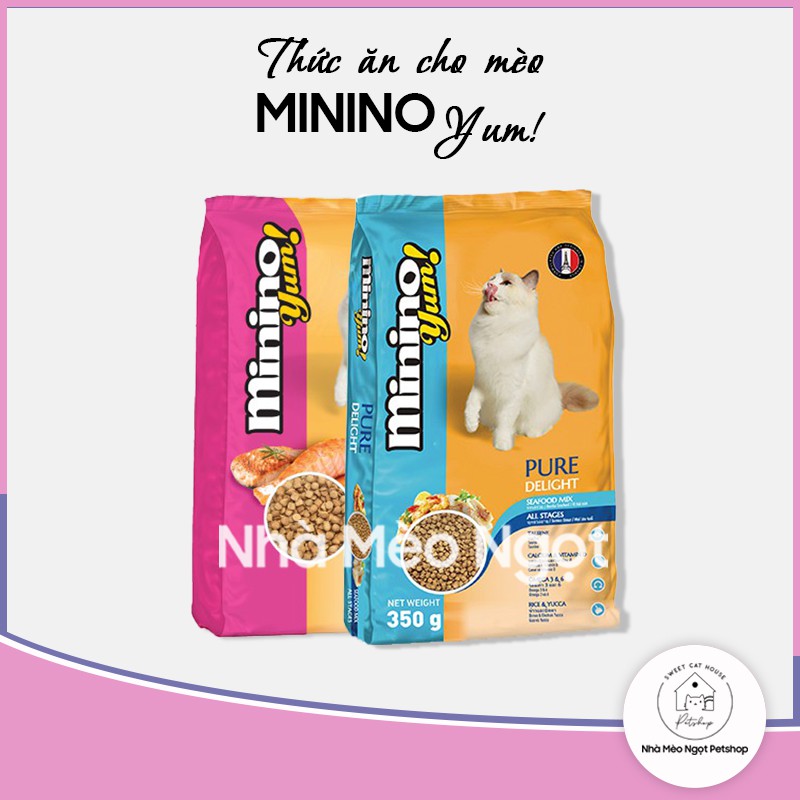 Minino Yum 350g Hạt Thức Ăn Mèo Mọi Lứa Tuổi Hải Sản | Nhà Mèo Ngọt