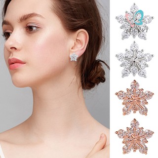 1 Pair Women Earrings Crystal Star Snowflake Stud Earring Jewelry Gift