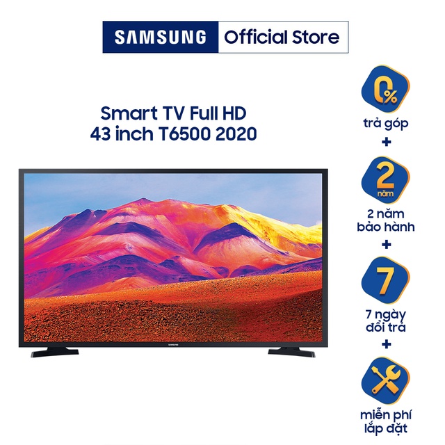 [Mã SAM500CE giảm 5% đơn 4TR5] Smart Tivi Samsung 43 Inch Full HD UA43T6500AKXXV - Miễn phí lắp đặt