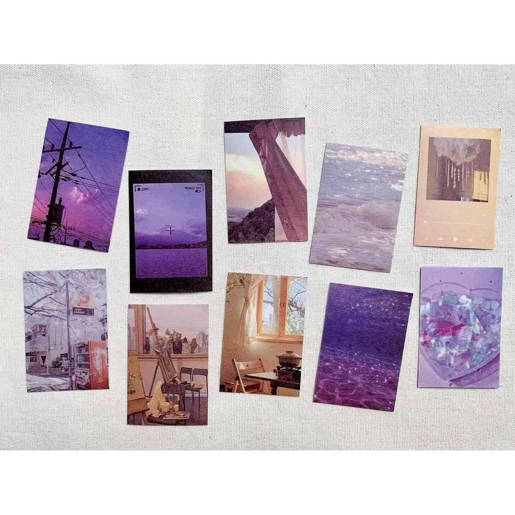 Set 10 Miếng Washi Sticker in hình Aesthetic - 10 Tấm Hình Dán chất liệu washi Mây Cảnh style Aesthe