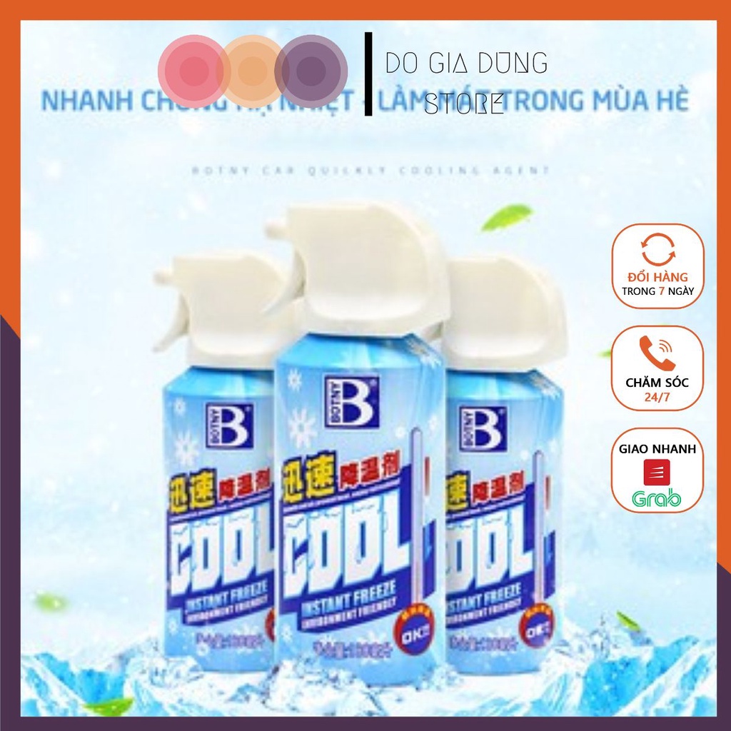 Bình xịt làm lạnh tức thời ô tô xe máy Instant Freeze Cool 180ml - 260ml - Làm lạnh nhanh, khử mùi hiệu quả