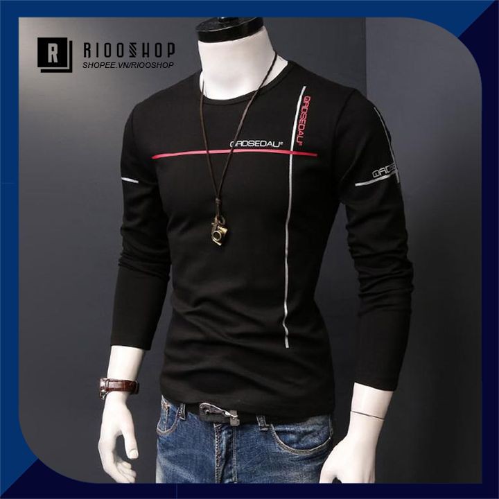 Áo thun nam tay dài hàn quốc góc vuông RKL016- áo phông nam dài tay đẹp Riooshop | BigBuy360 - bigbuy360.vn