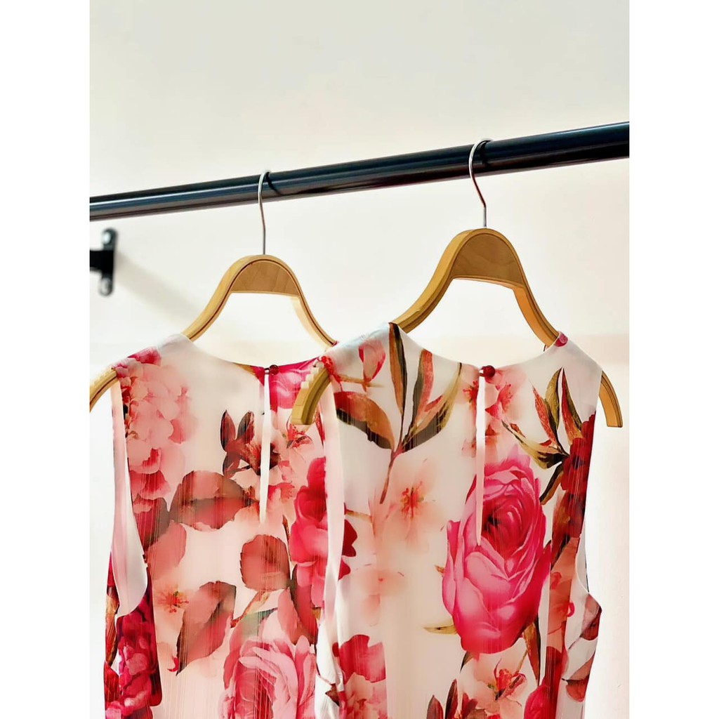 Váy Xecop không tay họa tiết hoa to - dáng đuôi cá