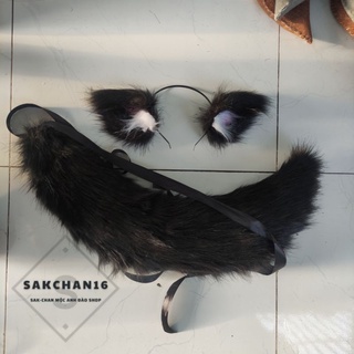 (Có sẵn) Bộ hóa trang cáo màu đen [Gồm tai và đuôi]