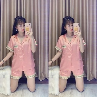 Pyjama Lụa Đùi Chữ Kí , Bộ Ngủ Mặc Nhà