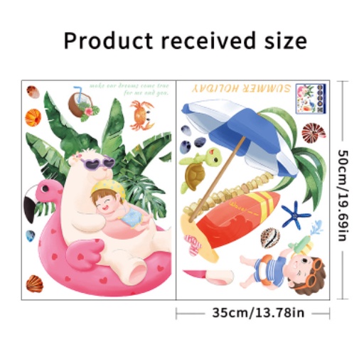 Decal trang trí tường - Đi biển cùng gấu trắng