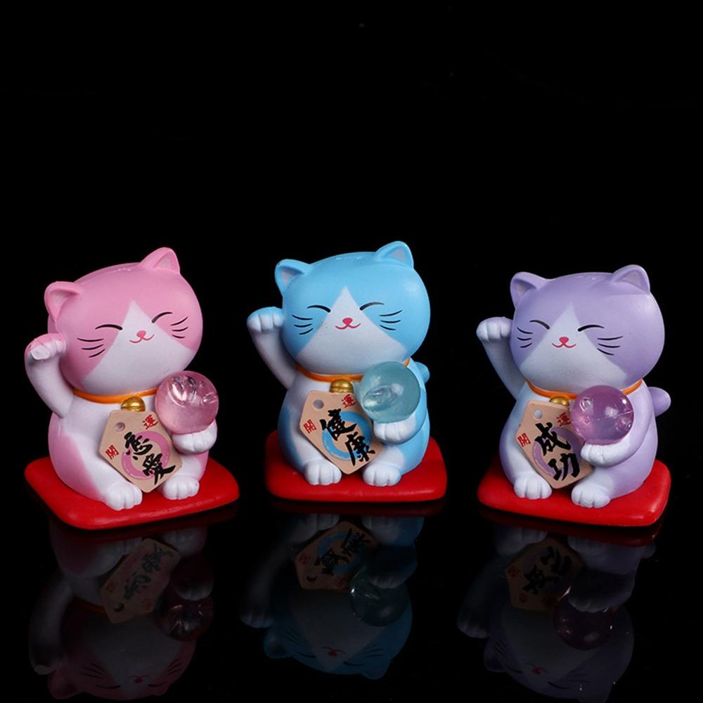 1 / 3 / 5 / 7 Mô Hình Mèo May Mắn 3D Trang Trí Kính Xe Hơi