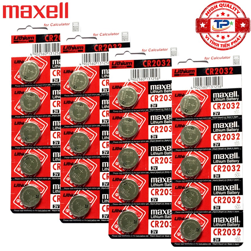 Vỉ 10 viên pin CMOS CR2032 Maxell Lithium Battery 3V