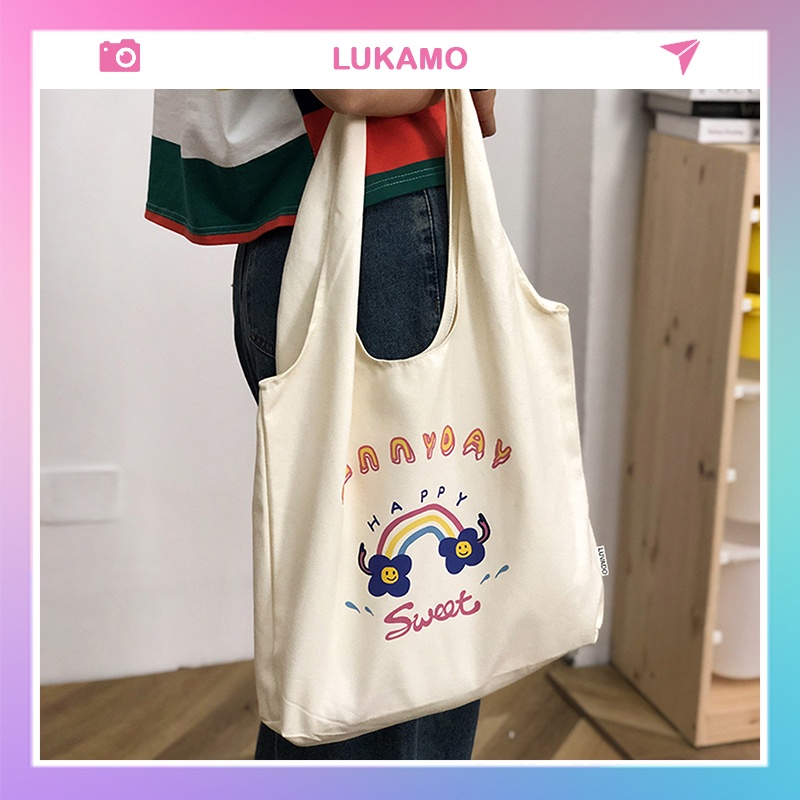 Túi tote vải đi học mềm đẹp vanvas giá rẻ LUKAMO TX791
