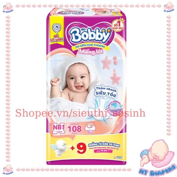 Miếng Lót Bobby Newborn1 loại 108 và 108 (+9) - Freeship