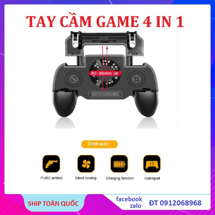 Tay Cầm Chơi Game PUBG, ROS, FF/Liên Quân Mobile/Quạt Tản Nhiệt Kiêm Sac Dự Phòng