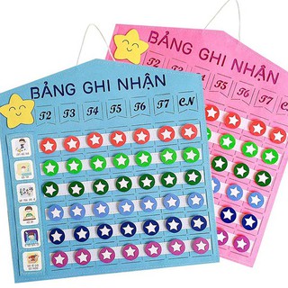 Bảng Khen Thưởng Thành Tích Kích thước 38x40cm, 20 thẻ hoạt động, 42 stickers ngôi sao