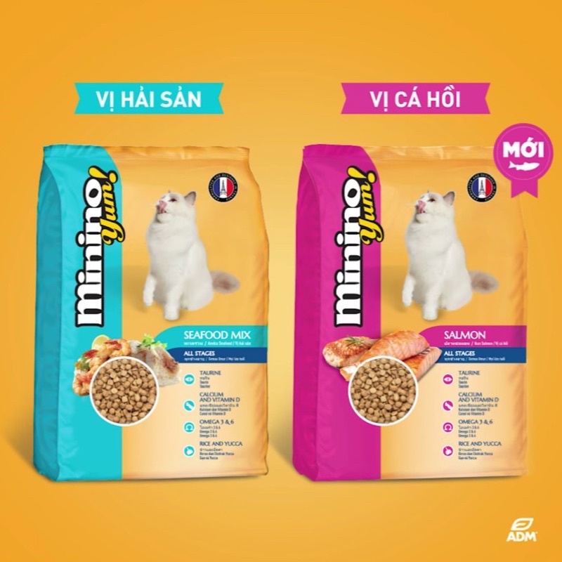 3 Gói Thức ăn hạt cho Mèo mọi lứa tuổi Minino Yum 350g Thương hiệu Pháp Bổ sung dinh dưỡng hoàn chỉnh cho Mèo