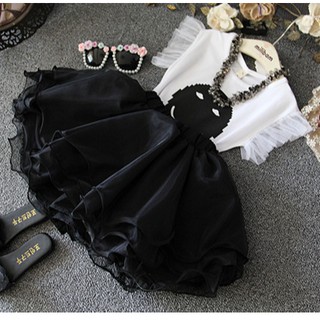 J76 Set váy đen trắng dễ thương