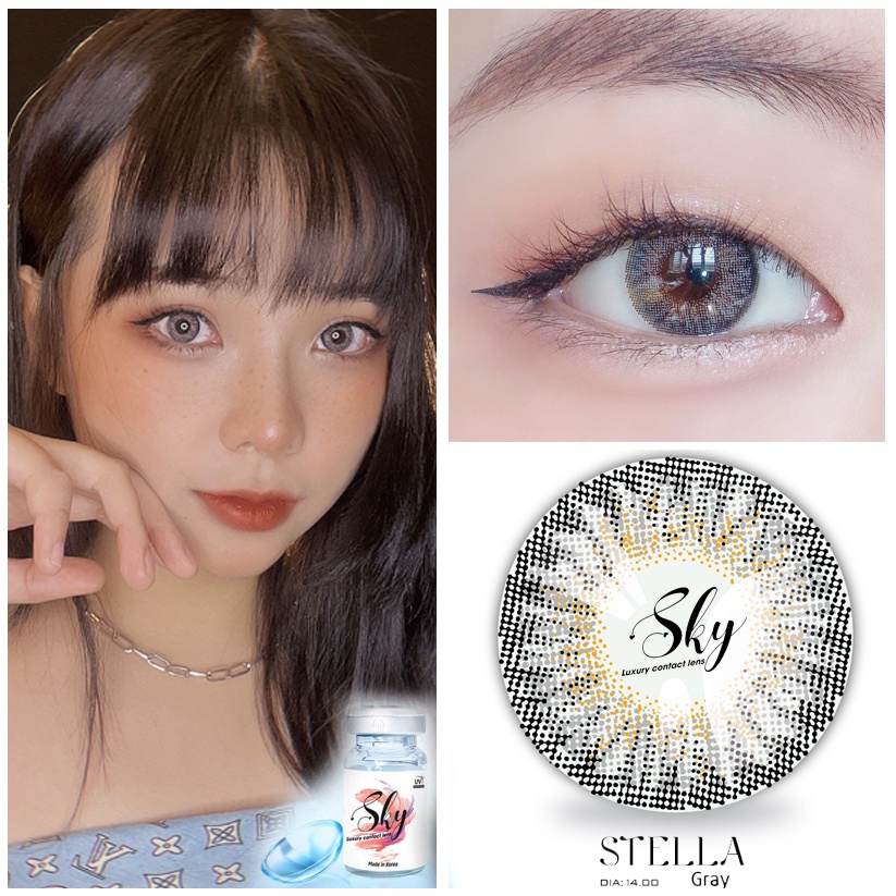 Kính áp tròng Sky Lens -Stella Gray 0-6 Độ-Made in Korea Chính Hãng Dia14.00