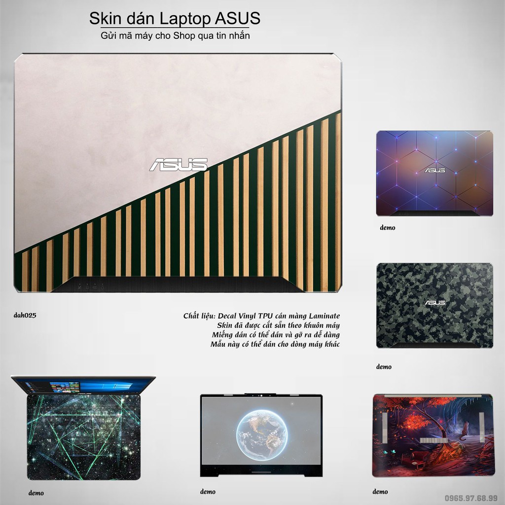 Skin dán Laptop Asus in hình đá phối gỗ - dah025 (inbox mã máy cho Shop)