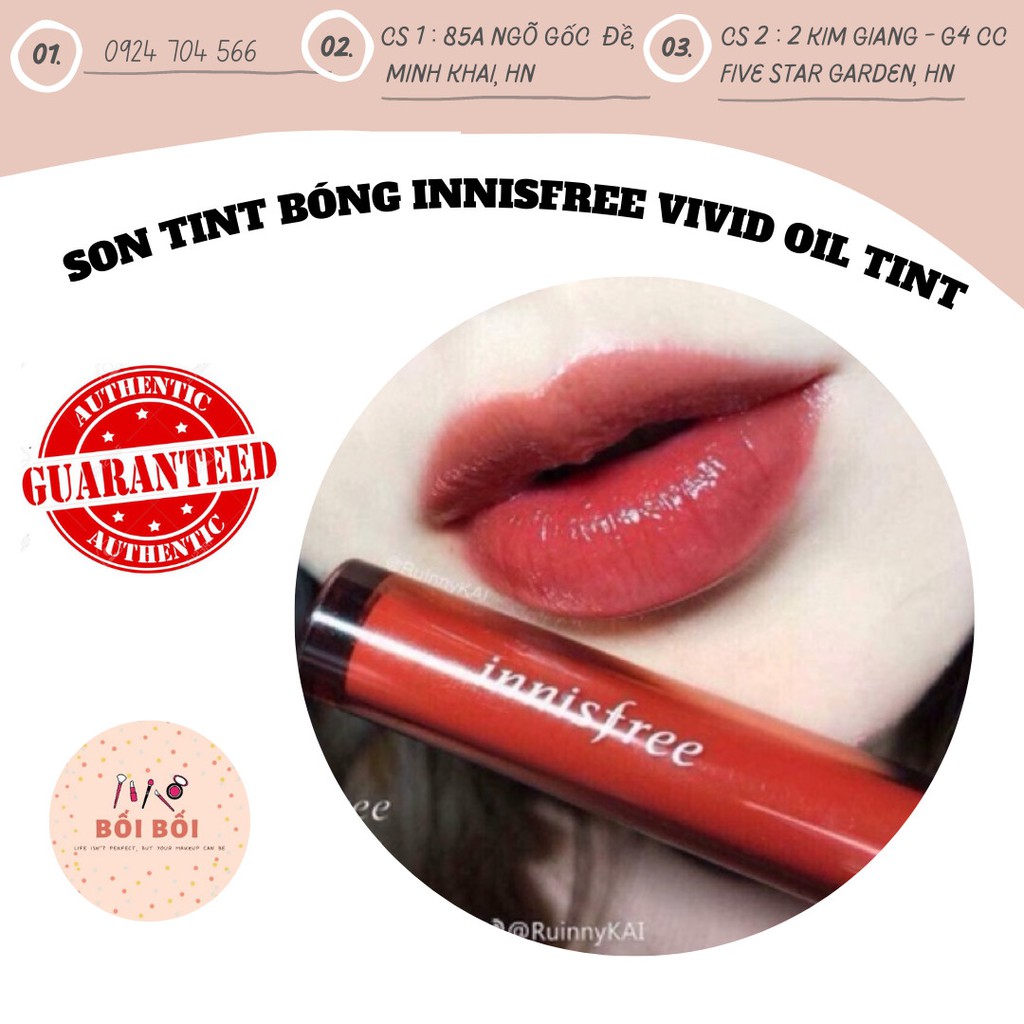 SON HỒNG TRÀ SỮA TINT BÓNG INNISFREE VIVID OIL TINT (MẪU MỚI NẮP ĐEN)