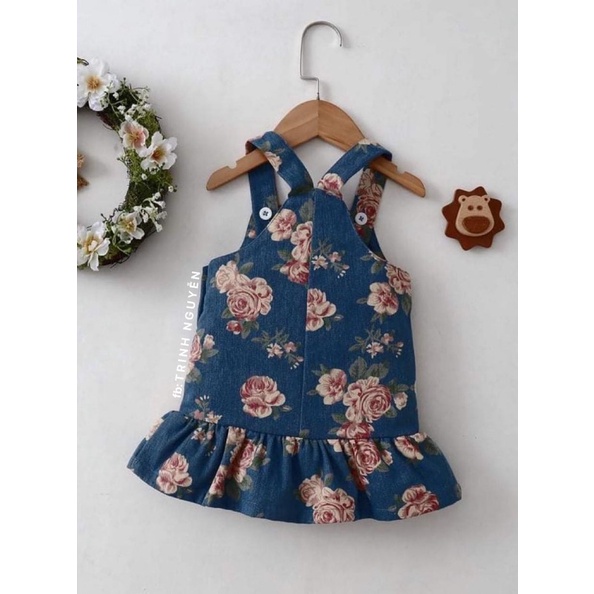 Vải bò hoa mềm co giãn lên váy, yếm, bộ