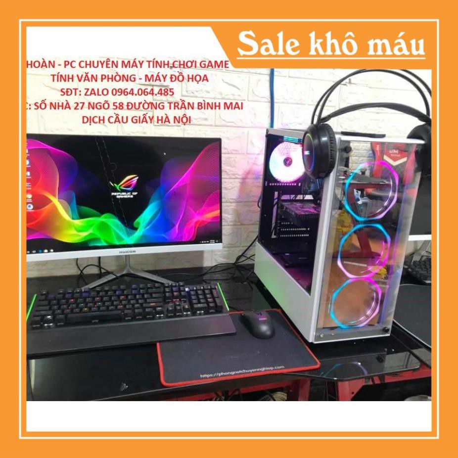 hàng chính hãng -  máy tính cấu hình khủng chơi PUBG - GTA5,LOL,Fifa 4..Màn hình cong 24inch 144hz